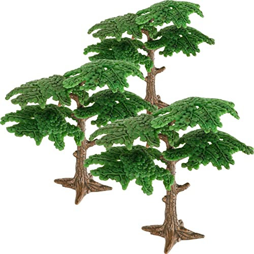 Kisangel Fake Tree Ornament for Kids Small Miniature Landscape Decor 3-Piece Set Model Train Accessories Building Sand Table Decor Realistic Design Plastic Materials