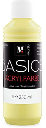 Malverk Basics® - je 250ml hochwertige Acrylfarbe | Malfarbe | Made in France | auch geeignet für Acryl Pouring | schnell trocknend | wasserfest und lichtecht | auf Wasserbasis | Pastell Gelb