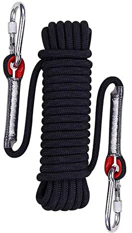 EKKJNQ Outdoor-Kletterseil, Länge 10m/15Mm/20m30M/50m mit 2 Ösen, Durchmesser 10mm, hochfestes Sicherheitsseil, nylongeflochtenes Seil, Rettungsseil, Feuerwehr-Rettungsfallschirmseil (50M)