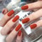 Ceboic 24Pcs False Nails Medium, Square Shiny Press On Nails with Glue Stickers, French Pure Color Ballerina Fake Nail, Natural Reusable Full Cover Stick on Nails for Women and Girls (Red)