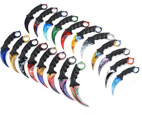 Generisch Hochwertiges CSGO Jagdmesser CSGO Karambit Legal Messer Skin Übungsmesser Trainingsmesser Real-Life-Sammlung Scharf Jagd Survival Outdoor Counter-Strike Knife (Random [NICHT Scharf!])