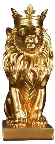 Crown Lion King King Statue Skulptur Löwen Statuen Nordische Stil Heim- und Studiendekoration Löwe Dekor abstrakte geometrische Skulpturen Harztier Figuren Innen- und Heimbüro Geschenke,Gold a