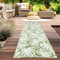 CARPETIA Outdoor Teppich modern wetterfest leicht wendbar Kunststoff-Teppich Camping Balkon Garten Terrasse Palmenblätter grün/weiß Läufer 90 x 300 cm