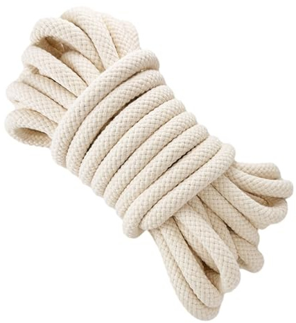 Cuerda Trenzada de algodón Natural, 12 mm x 10 m. | Cordón grueso para macramé, manualidades, jardín y decoración, suave, flexible, carga de rotura 420 kg, hecho en España.