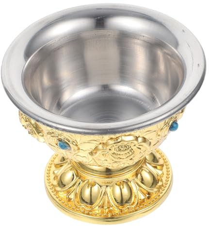 NAMOARLY 1 Pc Dorure tasse à eau plat d'eau bénite bol d'offrande d'autel bol rituel verres à vin coupe d'offrande bouddhiste bol d'eau bénite Tibétain tasse d'eau bénite tasse de cuivre
