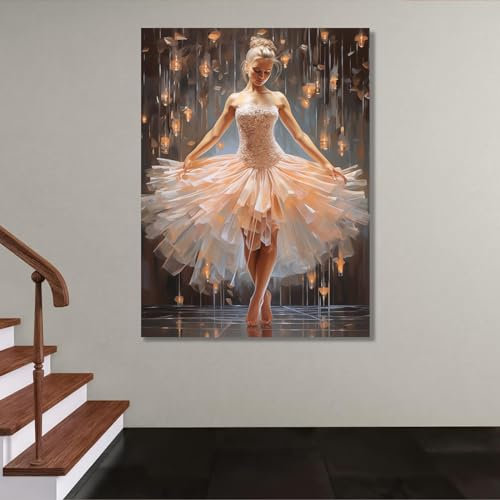 HOLEILUCK Wunderschönes Ballerina-Tänzer-Gemälde – Ballett-Wanddrucke, große gerahmte Drucke, Ballett-Wandkunst, Tänzer-Poster, 60 x 105 cm/24 x 41 Zoll, mit Rahmen