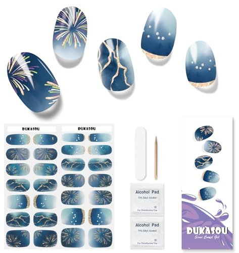 Nagelfolie UV Härtend- Semi Cured gel Nails-uv Nagelfolie- 28 Stück gel Strips Nägel UV, Langlebig Maniko Nails Geschenke für Mädchen