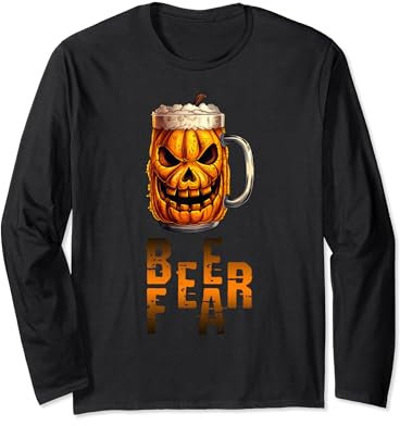 Beer Fear Tasse à bière en forme de citrouille Jack O Lantern Mug Halloween Manche Longue