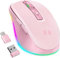 Seenda Wireless Mouse, Type C Mouse with Jiggler - Light Up USB C Mice, USB & Type C Receiver, Build-in Jiggler Mover Compatible with MacBook,iPad,Windows Tablet/Laptop/Computer -Pink