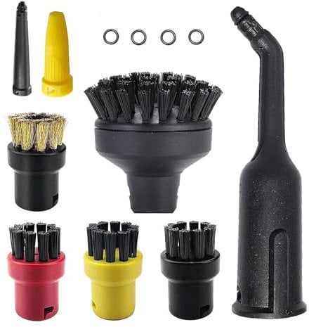 12 Pcs Steam Cleaner Accessories for Karcher, Accessories for Steam Cleaner Compatible with SC1 SC2 SC3 SC4 SC5, 4 Round Brush, 2 Large Round Brush, 1 Nozzle, 4 Sealing Ring and 1 Gap Nozzle