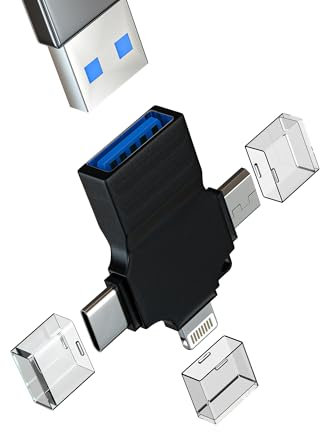 USB C Lightning Micro USB auf USB-A Adapter(3in1)OTG 3.0 Kabel Stick für Apple MFI Certified Kamera Splitter USB Speicherkarte Kartenlesegerät für iPad Stecker für iPhone 15 14 Kompatibel für Samsung