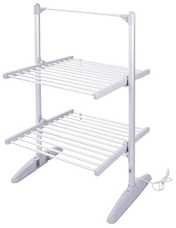 RIWIKIIA Séchoirs à Linge Portables, Porte-Serviettes Chauffant électrique Pliable, séchoir électrique sur Pied, pour Linge de lit, vêtements, Chaussettes, Foulards, 3 Niveaux