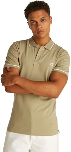 Calvin Klein Herren Poloshirt Kurzarm Tipping Slim Fit, Beige (Tree House), M