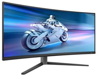 PHILIPS Evnia 34M2C6500-34 Inch OLED WQHD Curved Gaming Monitor, 175 Hz, 0.03 ms, HDR400, Ambiglow, FreeSync Premium Pro, G-Sync comp. (3440x1440, 2X HDMI, DisplayPort, USB Hub) dark gray