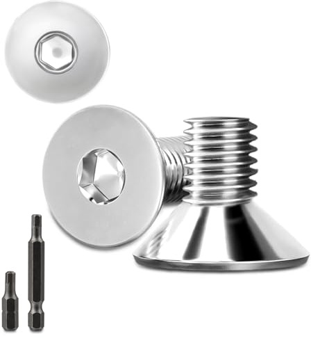 Lot de 70 vis à tête fraisée en acier inoxydable M6 x 10 mm à six pans creux M6 - Vis à tête fraisée - Vis filetée à tête fraisée avec 2 têtes de tournevis hexagonales DIN 7991/ISO 10642 (argenté)