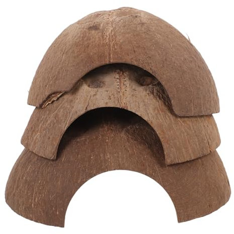 TOGEVAL Kokosnussschale Reptilienhöhle 3pcs Terrarium Reptilien Unterschlupf Cooler Versteckort