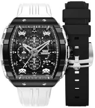 Nubeo Magellan Herren-Chronograph Space Invaders Limited Edition mit Kautschukarmband NB-6024-SI 48 mm, Lunar Black