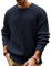 PJ PAUL JONES Suéter de invierno de punto grueso con cuello redondo para hombre, Negro De Humo, M