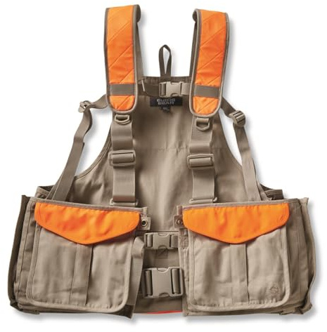Guide Gear Upland Strap Vest; Fall Season Hunting Jacket Layer Khaki/Blaze M/L
