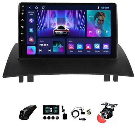 ZCBZBy 9 pulgadas Android 12 pantalla táctil coche estéreo radio 2 Din para Renaul-t Megane 2 2002-2009 reproductor de radio automático con cámara de respaldo AHD navegación GPS multimedia controles d