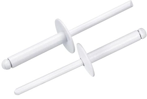 sourcing map 100Pcs 3/16x3/4 Large Flange Blind Rivets, Zinc-Plated Carbon Steel Grip and Mandrel Cap Blind Rivets, White