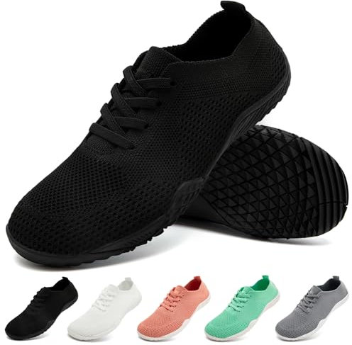 IVQDZL Womens Barefoot Shoes Gym Walking Sneakers Slip on Slipper Casual Lightweight Yoga House Trainers Ladies Black Size 6