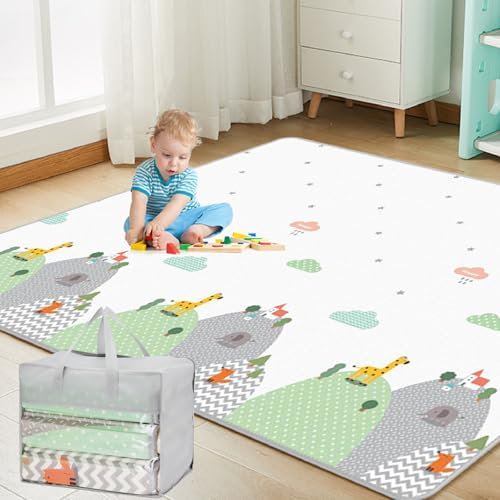 Spielmatte baby Teppich Babymatte faltbarer Spieldecke Krabbelmatte baby Bodenmatte XPE rutschfest Material, Tragbar für Innen- oder Außenbereich