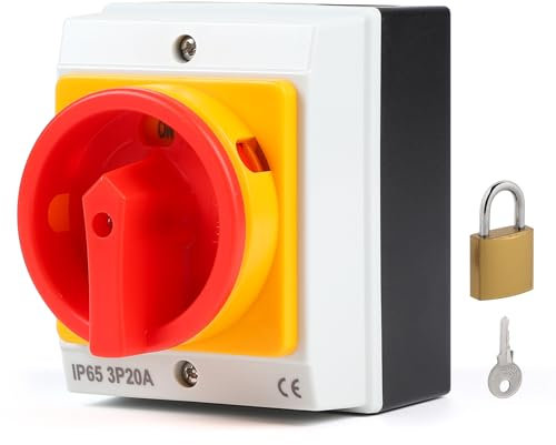 SWAWIS 20A Interrupteur Principal 3 Pôles, Interrupteur Rotatif avec Boîtier pour Connecter Interrupteurs et Séparer Petits Circuits, IP65