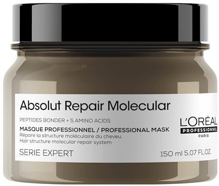 L'Oréal Professionnel Maske für strukturgeschädigtes Haar, Molekulare Tiefenreparatur für mehr Geschmeidigkeit, Mit Peptidbondern und 5 Aminosäuren, Serie Expert, Absolut Repair Molecular Maske, 150ml