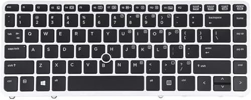 Bürorechner24 Tastiera compatibile con HP EliteBook 840 G1, G2 | Illuminata | Layout DE | Argento