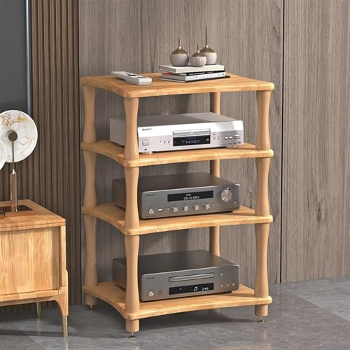 mobile stereo hi fi rack hifi Mensola Per Rack Audio Hi-Fi In Legno, Supporto Per Componenti Multimediali Av, Mobile Stereo, Torre Audio-video Per Amplificatore/lettore DVD/console Di Gioco(Wood,4tier