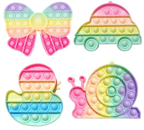 LAJUP 4 stk Popit Fidget Toy, Pop It Bubble Sensory Fidget Toy, Bubble Popet Antistress Spielzeug, Anti Stress Spielzeug für Kinder und Erwachsene Sensorik