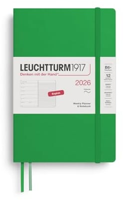 LEUCHTTURM1917 372688 Wochenkalender & Notizbuch Paperback (B6+) 2026, Softcover, Spring Leaf, Englisch