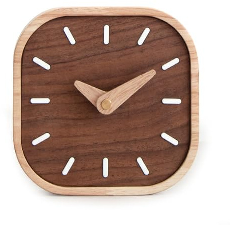 Schwarze Walnuss Massivholz Tischuhr Kreative Massivholz Kleine Tischuhr Leise Nachttisch Schreibtisch Uhr Kreative Kleine Uhr für Zuhause Wohnzimmer Schlafzimmer Arbeitszimmer Dekor Wand oder