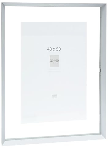 Deknudt Frames - Photo frame - between two glasses - silver rim - aluminium - for size up to 40x50 cm - S028D1 - to hang