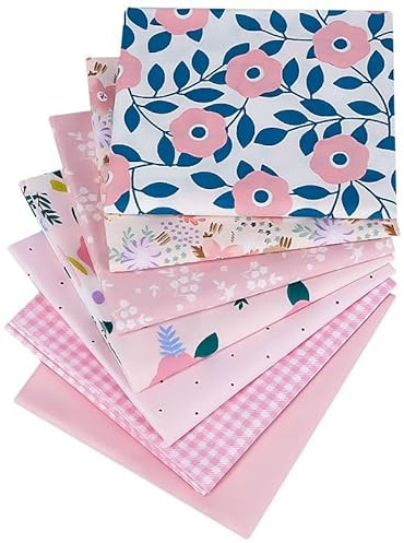 NEUJUS 7 Stück Baumwollstoff 50 x 50 cm Stoffpaket Nähen & Quilten, DIY | Premium 40-count cotton squares with durable dense weave and vibrant eco-friendly prints