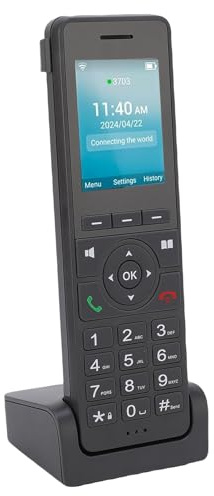 PUSOKEI 4G LTE WiFi Schnurlostelefon, Dect Schnurloses VoIP-Festnetztelefon mit 2,4-Zoll-Farbbildschirm, Unterstützt SIM-Karte und SIP-Konten für Business Home Office (EU-Version)