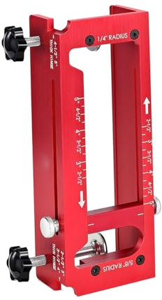 Luocute Door Hinge Jig, Aluminum Alloy Door Hinge Template Kit, Adjustable Mortise Jig Fits Door Hinges from 2.5 to 5in Length Thicknesses, L T 1/4in 5/8in R Square Corner Types