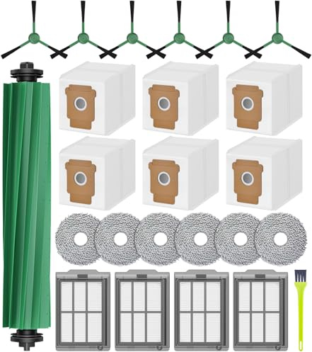 Accesorios para iRobot Roomba Plus 505/405 combo Robot Aspirador 24 Piezas de Repuestos Kit ricambi 1 Cepillo Principal, 4 Filtros, 6 Cepillos Laterales, 6 Paños de Fregado, 6 Bolsas, 1 Cepillos