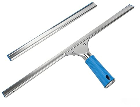 Professional Squeegee Window Cleaning, 18” Stainless Steel Window Squeegee,Includes 12” Replacement Rubber Blades for Windows Glass,Mirror,Shower Door Cleaning