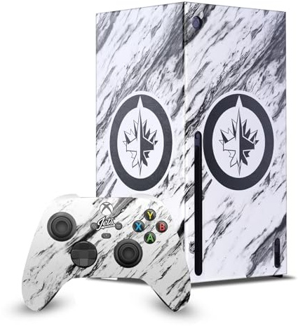 Head Case Designs Officially Licensed NHL Marble Winnipeg Jets Game Console Wrap and Game Controller Skin Bundle Compatible With Xbox Series X