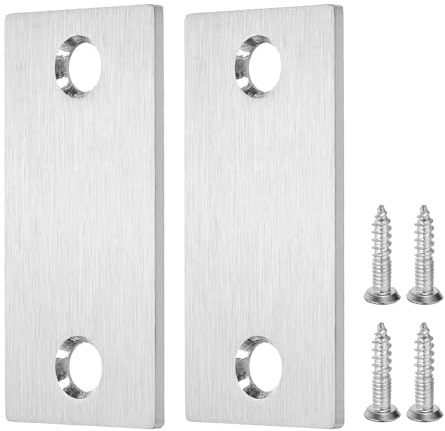 PATIKIL 2Pcs Door Edge Hole Filler Plate, 2-1/4 Inch x 1-1/8 Inch Stainless Steel Right Angle Deadbolt Covers Plate for Exterior Doors Lock, Silver