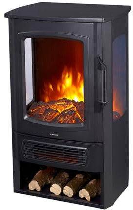 GF CORE Elektrokamin Ember mit realistischem 3D LED-Feuer - Stand-Elektrokamin mit Heizung und Kaminfeuer, max. 2000 W, 50x80,5x38,5cm
