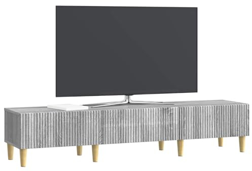 vidaXL TV-Schränk Graues Sonoma 147 x 34,5 x 30 cm Holzwerkstoff, Wohnzimmer, moderner rechteckiger Medienspeicher, viel Platz, Unterhaltungszentrum, Möbel für Multimedia, Display-Einheit
