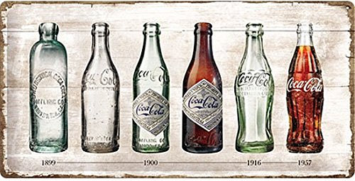 Coca-Cola - Bottle Timeline, Blechschild 25 x 50 cm