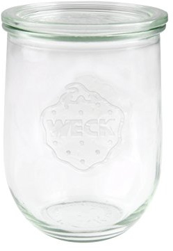 Weck 6 Einkochgläser/Einmachgläser, Tulpenform 1,0 Liter RR100 mit Auswahl Zubehör im Original Karton (Mit Glasdeckel und Ringen)