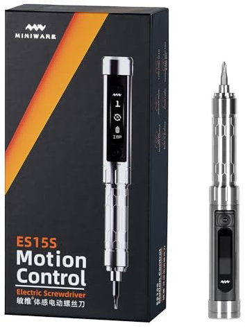 YKEY Original MINIWARE ES15S Mini Electric Power Screwdriver Rechargeable Portable Small Cordless Smart Motion Control with 24 Magnetic Bits OLED Screen Repair Tool for Phone Camera Laptop