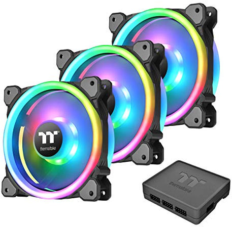 Thermaltake Riing Trio 12 LED RGB - Pack de 3 ventiladores para PC, color negro