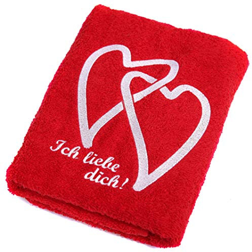 Abc Casa rotes Handtuch mit Herzen Ich Liebe Dich-romantische Geschenke zum Geburtstag, Jahrestag, Hochzeitstag, Valentinstag, Muttertag, Vatertag, für männer oder für Frauen