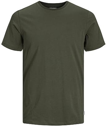 JACK & JONES NOS Men's Jjeorganic Basic Tee Ss O-Neck Noos T-Shirt Not Applicable, Green (Olive Night Detail: Slim), Large